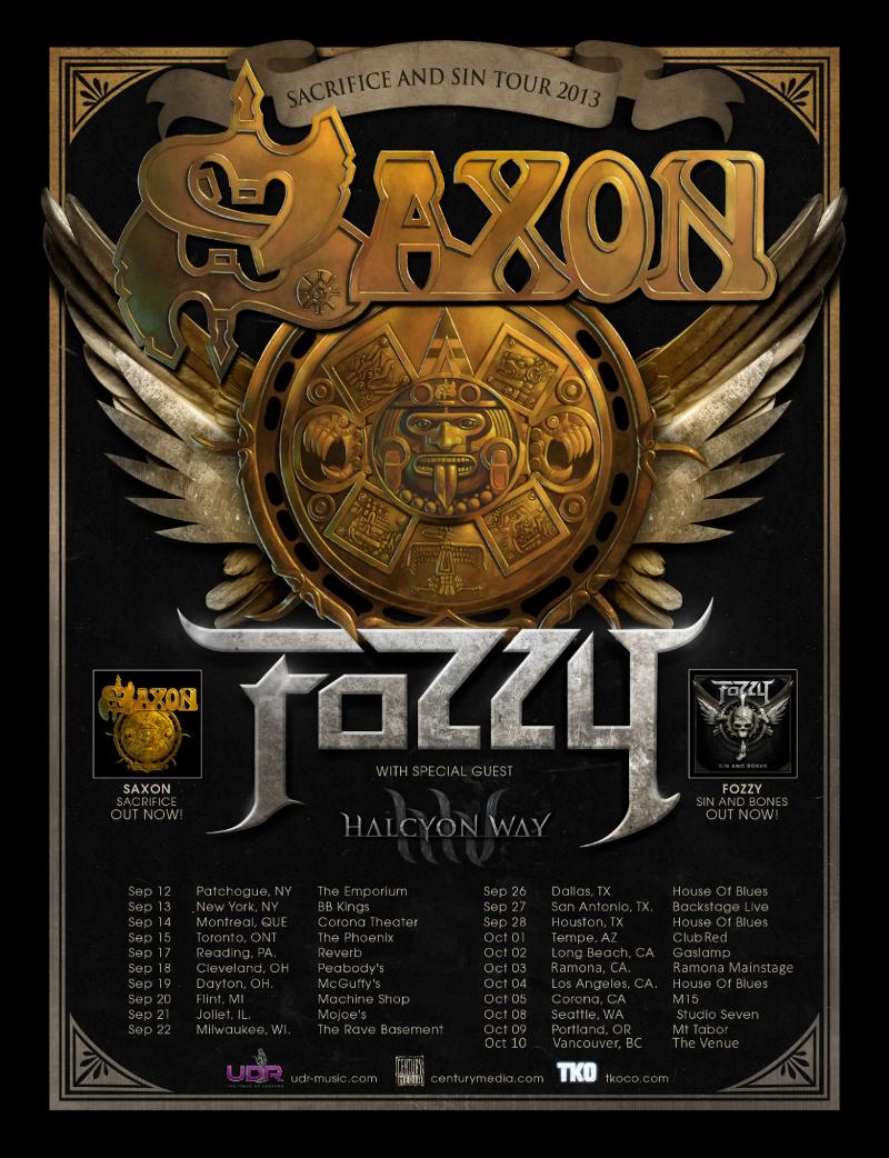 Fozzy and Saxon Set To Launch “Sacrifice and Sin” North American Tour September 12