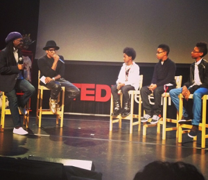 The band being interviewed by Nile Rodgers and Q-Tip at TEDxTeen