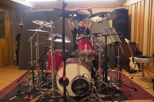 Brad Fickeisen finishing up drum tracking at God City for the new  LP in 2013