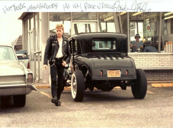 The ultimate in Rockabilly style…Brian with his first hot rod ~ a '31 Model A Ford ~ in front of All-American Hamburgers (1983) ~ Says Brian, "I remember drag racing on Old Country Road before the cops shut us down!" The Ford, built by Mike Harmon at Massapequa Auto Body, was used on the cover of Stray Cats’ Rant n' Rave.