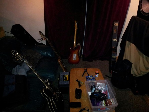 Tracking guitars at Tree Sound Studios