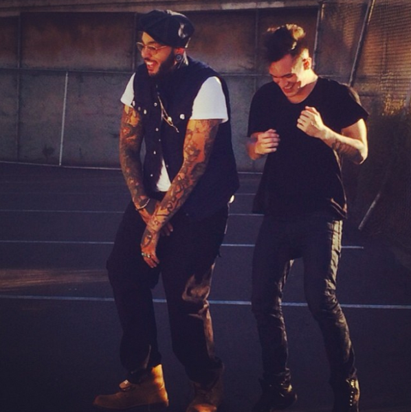 Travie McCoy (L) hanging with Brendan Urie (R)