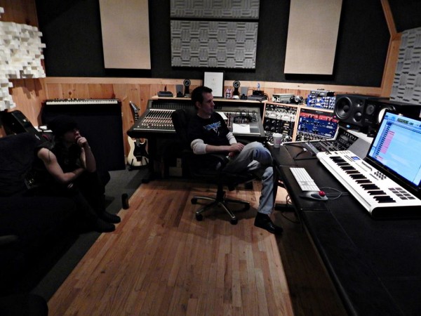 Rob and master engineer/producer Dave Powers listening in at Starr Ridge studios