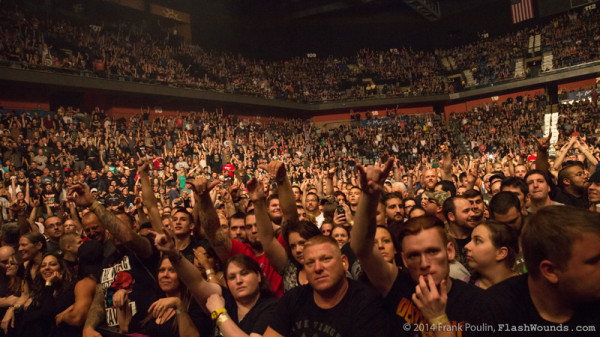 The capacity crowd reacting to Volbeat's set at Mohegan Sun during the current tour