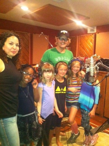 Matt Sorum and Miss Abby, music teacher extraordinaire & Music Education Director for Adopt the Arts, giving kids an opportunity to record in the studio ~ what an awesome experience for everyone involved!